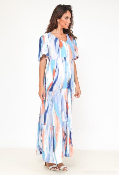 Robe chemise manche courte avec imprimé BLEU