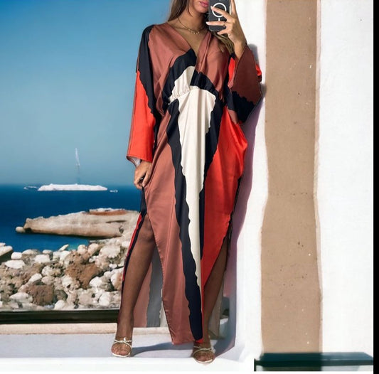 Longue robe satinée ROUGE