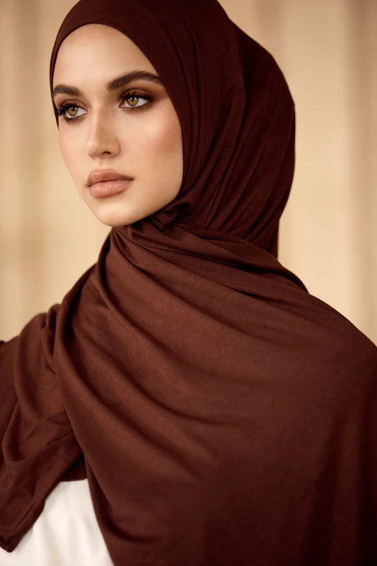 Hijab en jersey PREMIUM MARRON