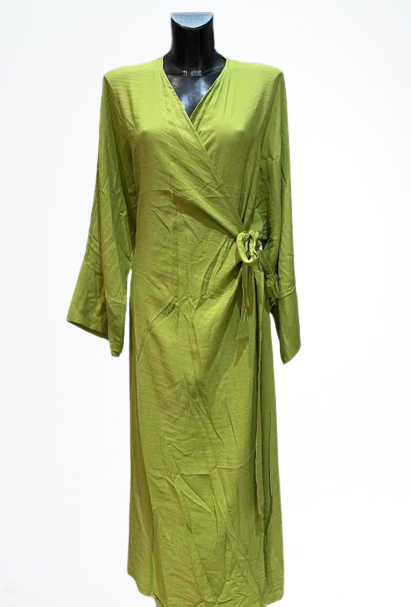 Robe longue à nouer VERT POMME