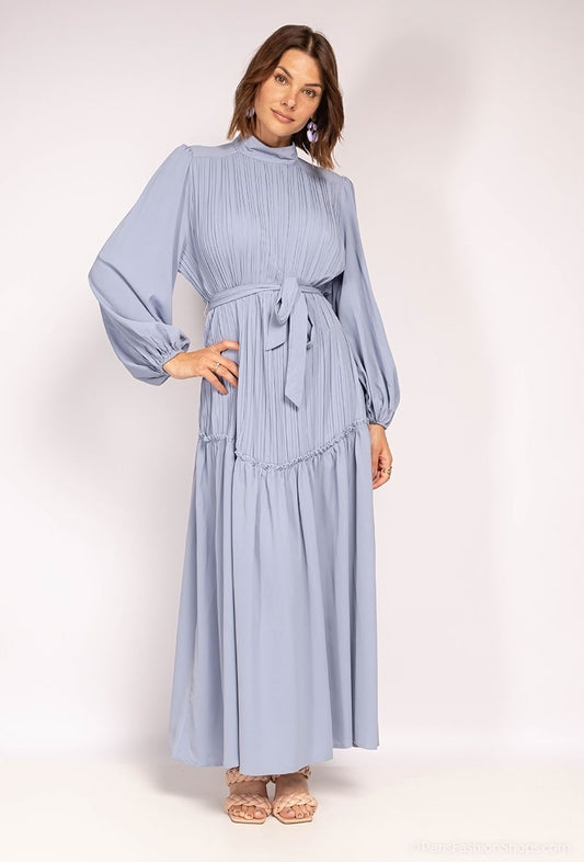 Robe long plissée BLEU CLAIR