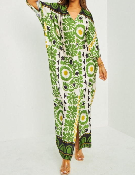Robe imprimée fleur VERT