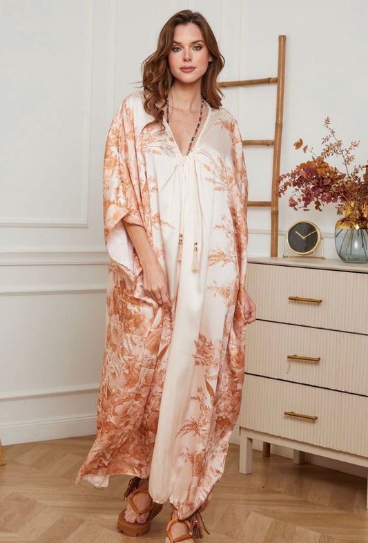Robe ample satiné BEIGE