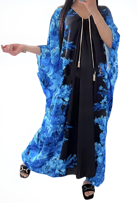 Robe ample satiné BLEU ROI