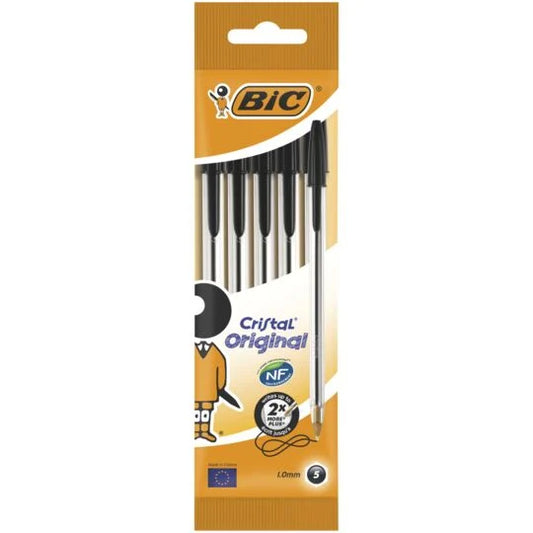 Stylo bille cristal noir x 5 BIC