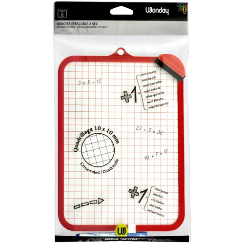 Wonday - Ardoise blanche - 18 x 26 cm - double face - brosse et marqueur inclus
