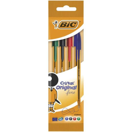 Stylo bille cristal fine assortis x4 BIC