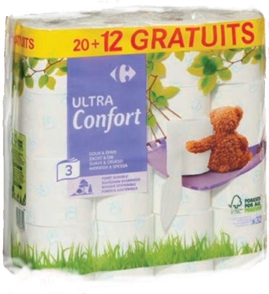 Papier toilette 32 Rouleaux Ultra Confort 3 Plis